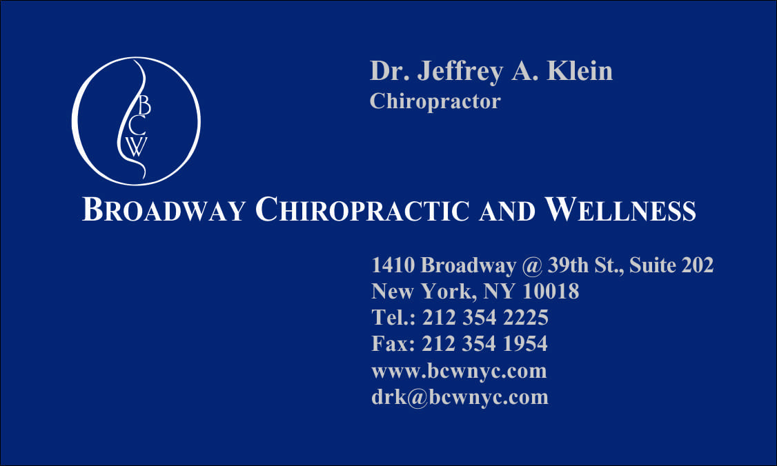 Broadway Chiropractic and Wellness Business Card