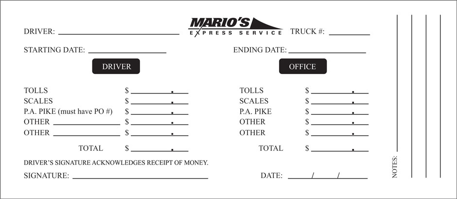 Marios Express Driver Envelopes