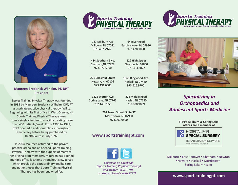 Sports Training Physical Therapy Brochure